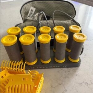 Drybar Yellow and Gray Heated Rollers Set